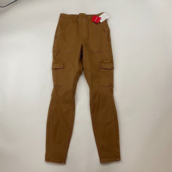 NWT SPANX Stretch Twill Ankle Cargo Pant Honey Glow Sz PS Petite Small Stretch - Picture 2 of 9